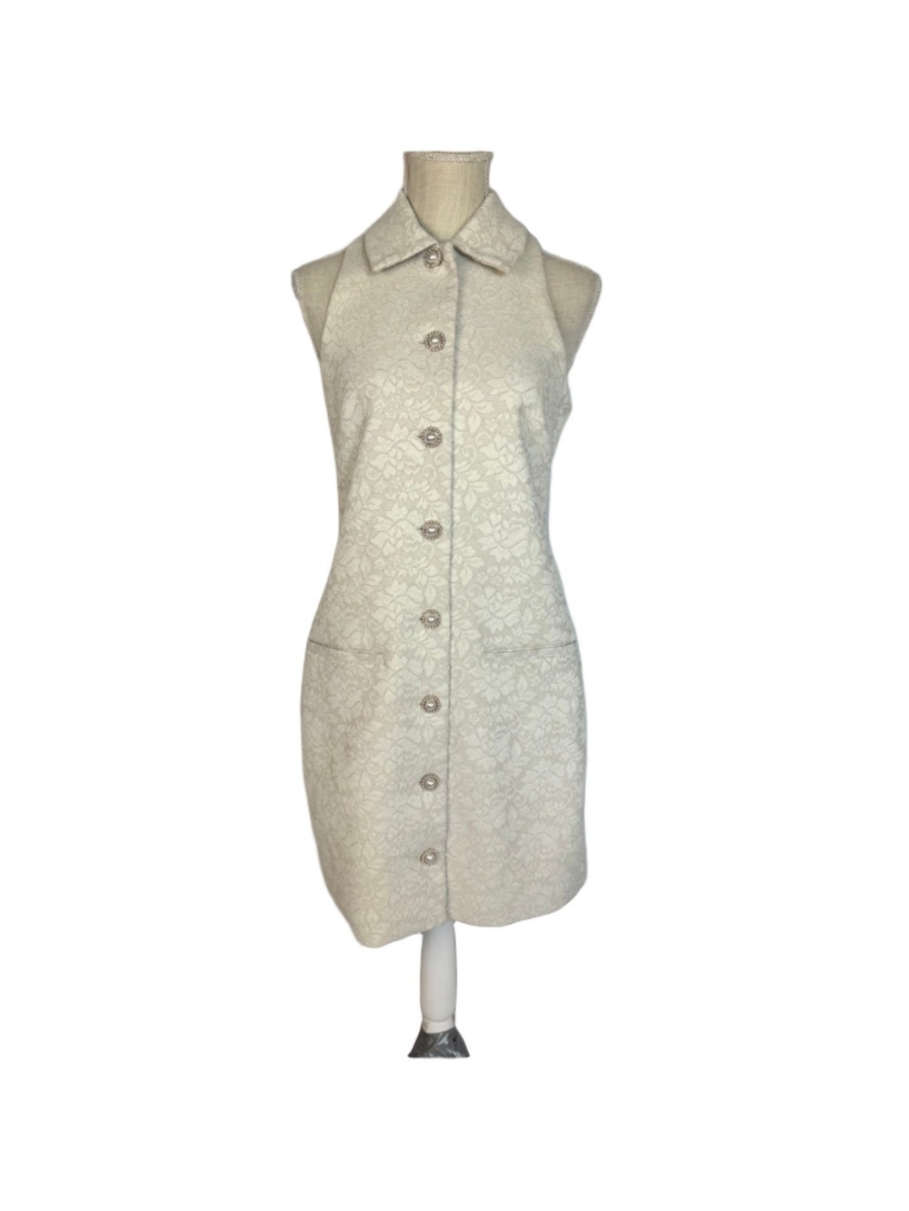 Hutch Sofia Mod Sleeveless Lace Blazer Mini Dress Women’s Medium Ivory